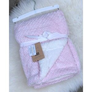 Mon Lapin Velvet Baby Blanket Pink Minky Leaf Pattern 30"x40" Very Soft New